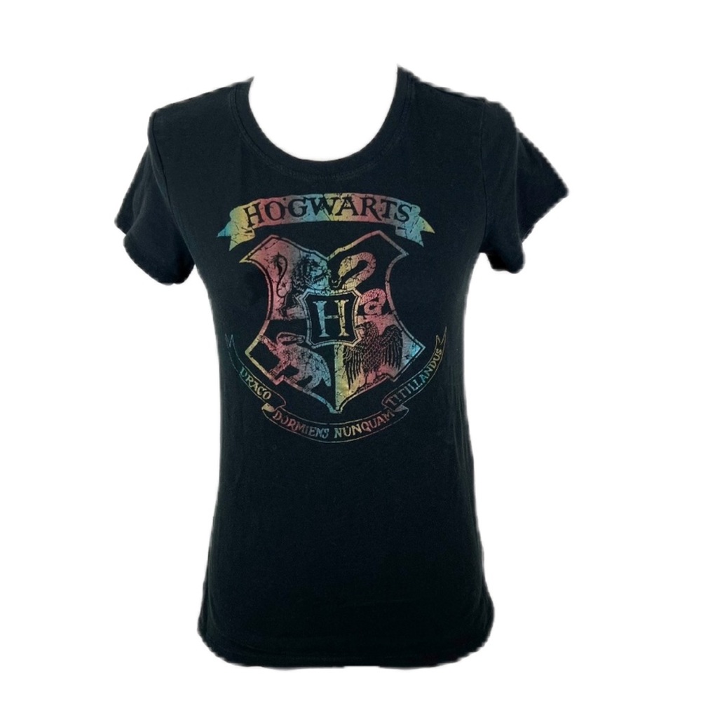Harry Potter Shirt Women XL Hogwarts Black Graphic Short Sleeve Juniors